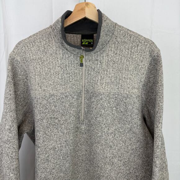 KOPPEN  Size M Mens 1/4 Zip Mock Pullover Sweater Fleece Long Sleeve Gray - Picture 4 of 7